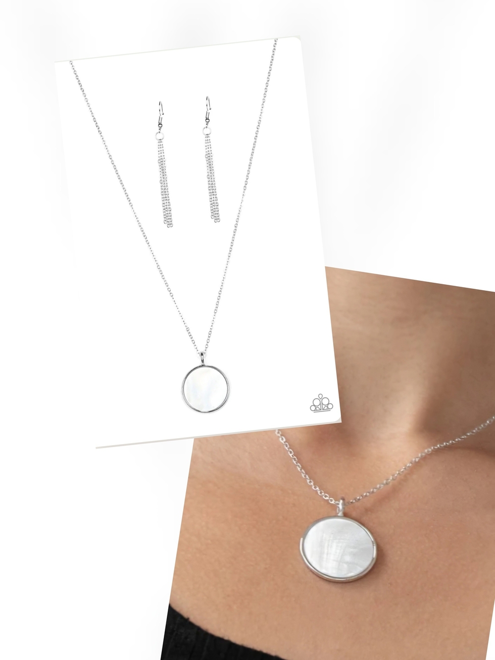 SHIMMER SEASHORE WHITE NECKLACE/EARRING SET